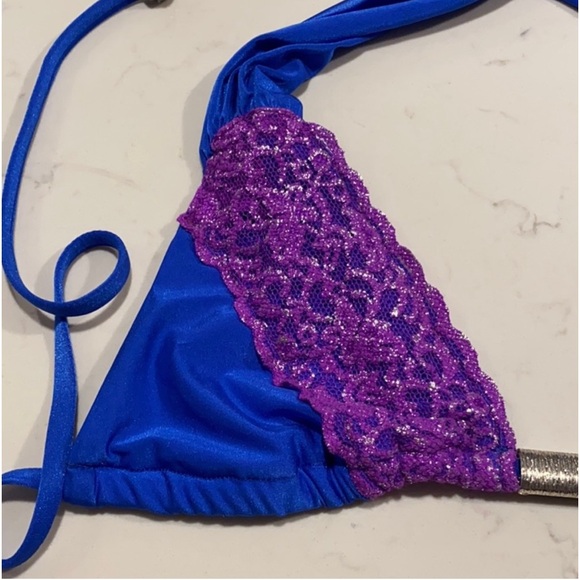 Beach Bunny lace triangle top purple blue sapphire - Picture 3 of 7